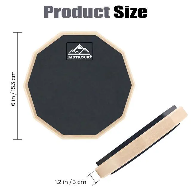 Alt view image 2 of 7 - Practice Drum Pad, 6 Inches Double Sided Silent Drum Pad, Rubber Dumb Drum for Beginners,Black