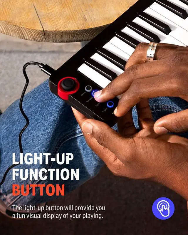 Alt view image 2 of 7 - Mini MIDI Keyboard, N-25 25 Key MIDI Controller for Beginner with Velocity-Sensitive Mini Keys&Light-up Rocker&Music Production Software, Small Controlador MIDI with 40 Teaching Courses