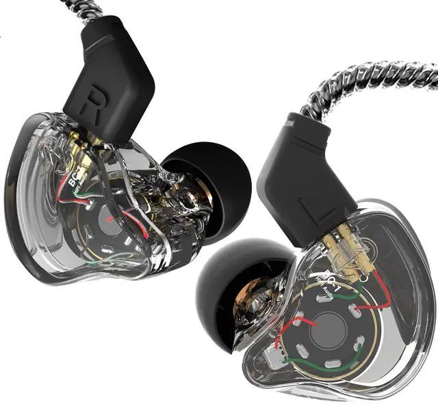 Main image of Melody in Ear Monitors Earphones Headphones Wired Earbuds without Microphone IEM HIFI Bass with 1DD 1BA, Ear fins, 4N OFC Cable for Musicians, Singer, on Stage, Studio (no mic, clear black)