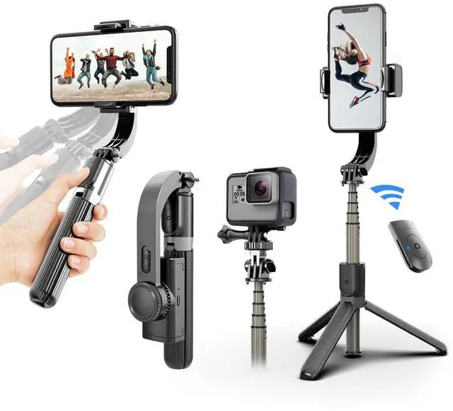 Main image of Gimbal Stabilizer for Smartphone with Retractable Selfie Stick and Tripod1-Axis Multifunction Remote 360°Automatic Rotation Auto Balance for iPhone/Android