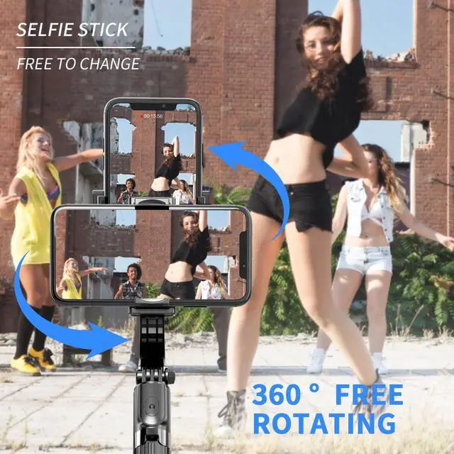 Alt view image 3 of 7 - Gimbal Stabilizer for Smartphone with Retractable Selfie Stick and Tripod1-Axis Multifunction Remote 360°Automatic Rotation Auto Balance for iPhone/Android
