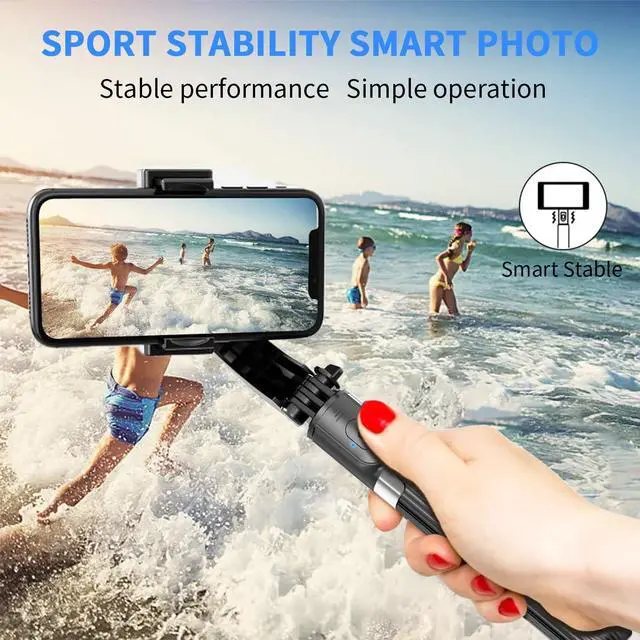Alt view image 4 of 7 - Gimbal Stabilizer for Smartphone with Retractable Selfie Stick and Tripod1-Axis Multifunction Remote 360°Automatic Rotation Auto Balance for iPhone/Android