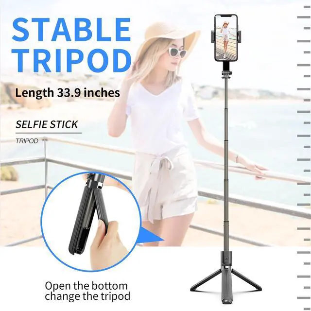Alt view image 5 of 7 - Gimbal Stabilizer for Smartphone with Retractable Selfie Stick and Tripod1-Axis Multifunction Remote 360°Automatic Rotation Auto Balance for iPhone/Android