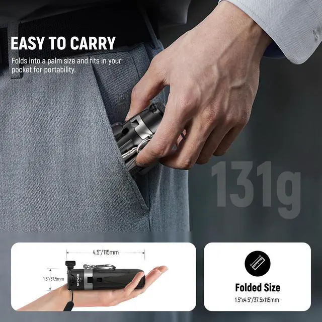 Alt view image 6 of 7 - NEEWER Selfie Stick with Detachable Bluetooth Remote Shutter, Lightweight Foldable Travel Tripod for iPhone for YouTube/TikTok Vlogs Live Streaming Photography, Black, P15