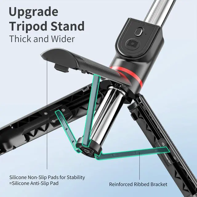 Alt view image 2 of 7 - Selfie Stick for iPhone, 360°Rotating Tripod for Phone with Detachable Remote, Portable Phone Tripod Stand for Video Recording, Compact & Lightweight
