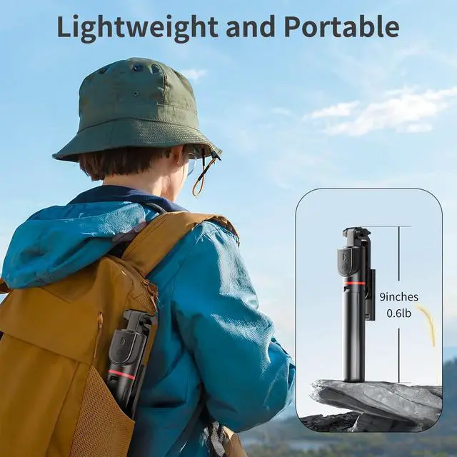 Alt view image 6 of 7 - Selfie Stick for iPhone, 360°Rotating Tripod for Phone with Detachable Remote, Portable Phone Tripod Stand for Video Recording, Compact & Lightweight