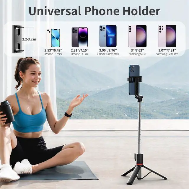 Alt view image 5 of 7 - Selfie Stick for iPhone, 360°Rotating Tripod for Phone with Detachable Remote, Portable Phone Tripod Stand for Video Recording, Compact & Lightweight