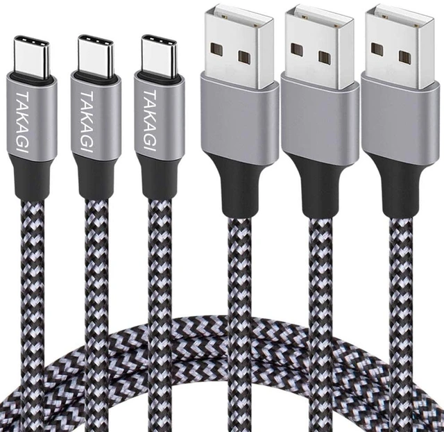 Main image of USB C Cable Fast Charging Nylon Braided 3Pack 6ft USB A to Type C Cord | USB C Charger SATA Cable Data Sync Transfer for iPhone 18 Pro Max/17/Air/16 Pro/16 Plus/15 Pro/iPad Pro Air Mini Galaxy S20