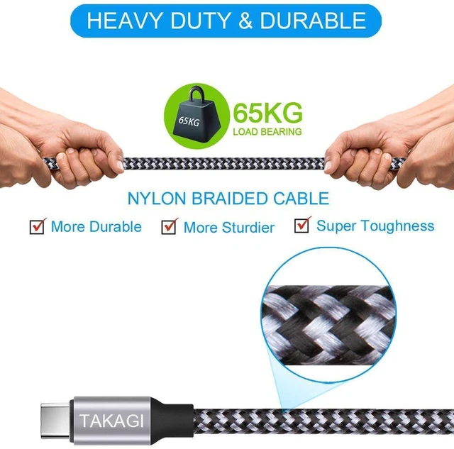 Alt view image 4 of 7 - USB C Cable Fast Charging Nylon Braided 3Pack 6ft USB A to Type C Cord | USB C Charger SATA Cable Data Sync Transfer for iPhone 18 Pro Max/17/Air/16 Pro/16 Plus/15 Pro/iPad Pro Air Mini Galaxy S20