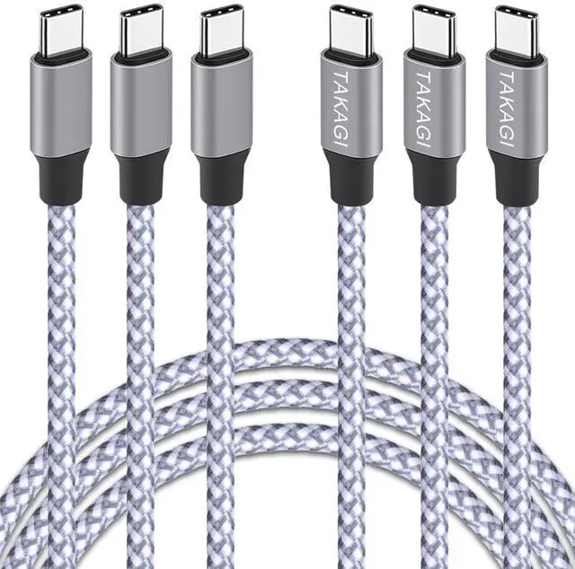 Main image of USB C to USB C Cable,Type C Charger Fast Charging Cable 60W 3ft 3Pack Nylon Braided Data Sync USB C Cable for iPhone 17 16 15 Pro Max,Plus/iPad Mini 6,Pro 12.9/MacBook Pro/Air 4/5/Galaxy S25/S24/S23
