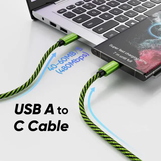 Alt view image 4 of 7 - USB C Cable 10FT 5-Pack Nylon Braided USB A to Type C Charger Cable Fast Charging Cord Compatible with Samsung Galaxy S24 S23 S22, Note 20 10 9 8, Moto G7 G8 Type C Cable