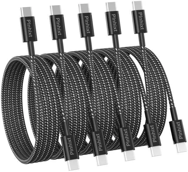 Main image of USB C to USB C Cable, 5Pack 6FT 60W(3.1A) Nylon Braided USB C Charger Cable for for iPhone 17/ iPhone 16/16 Plus/16 Pro Max/15/15 Plus/15 Pro Max, MacBook Pro, iPad Pro Air,Samsung S24/S24 Ultra/S23