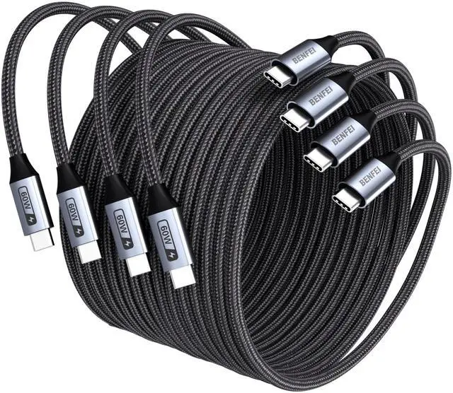Main image of USB C to USB C Multipack 60W Fast Charging Cable, 4-Pack(3.3ft/3.3ft/6.6ft/6.6ft) Nylon Braided Cable for iPhone iPad mini, MacBook, Samsung Galaxy