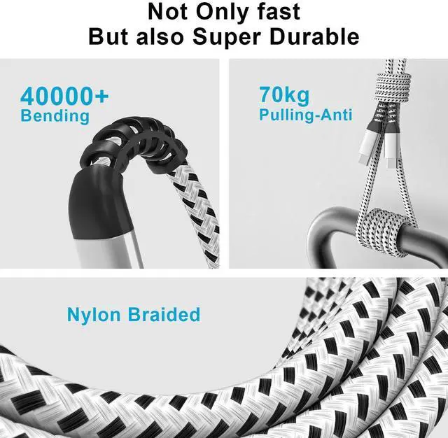Alt view image 5 of 6 - USB C to USB C Cable (3 Pack 10ft) iPhone 16/15 Charger Cord, 60W Extra Long Type C Fast Charging Cable for Apple iPhone 16/15 Pro Max/MacBook Air/Pro, iPad Pro 12.9/11/,Samsung Galaxy S23/22/21/20