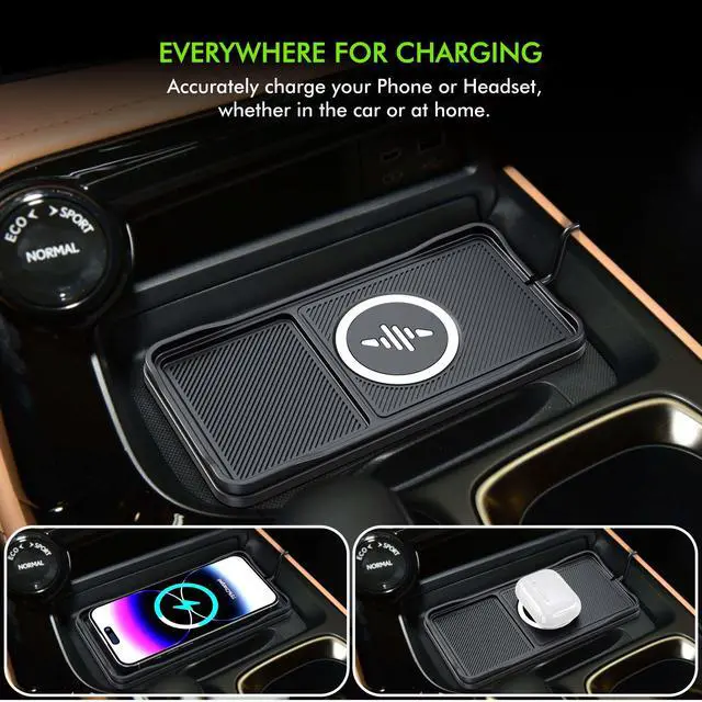Alt view image 2 of 7 - Wireless Car Charger Pad, 15w Fast Car Wireless Chargers Charging pad Non Slip Charger for Car Wireless Phone Charger for iPhone 17/16/15/14/13/12 Pro Max,Samsung S23 S22 S20 for Android, 30cm Cable