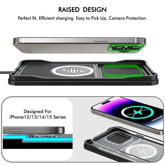 Alt view image 6 of 7 - Wireless Car Charger Pad, 15w Fast Car Wireless Chargers Charging pad Non Slip Charger for Car Wireless Phone Charger for iPhone 17/16/15/14/13/12 Pro Max,Samsung S23 S22 S20 for Android, 30cm Cable