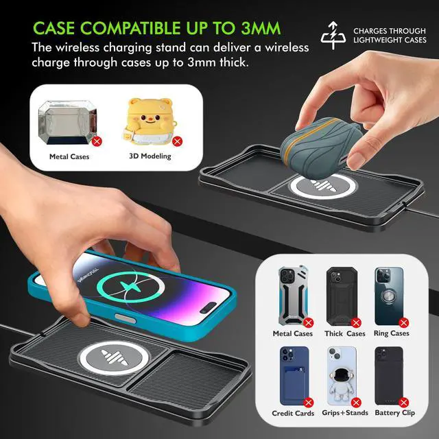 Alt view image 7 of 7 - Wireless Car Charger Pad, 15w Fast Car Wireless Chargers Charging pad Non Slip Charger for Car Wireless Phone Charger for iPhone 17/16/15/14/13/12 Pro Max,Samsung S23 S22 S20 for Android, 30cm Cable