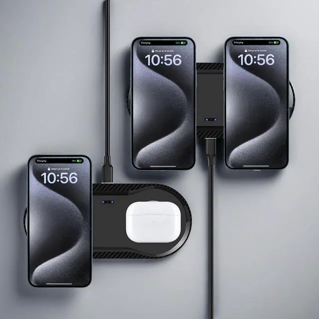 Alt view image 2 of 6 - Wireless Charger, 20W Dual Wireless Charging Pad,Fast Charging Pad for Samsung Galaxy S24/S24 Ultra/S23/S22/S21/S20, for iPhone 16/15/14/13/12/11/XR/X, for Airpods 4/3/2/Pro, and More.(with Adapter)