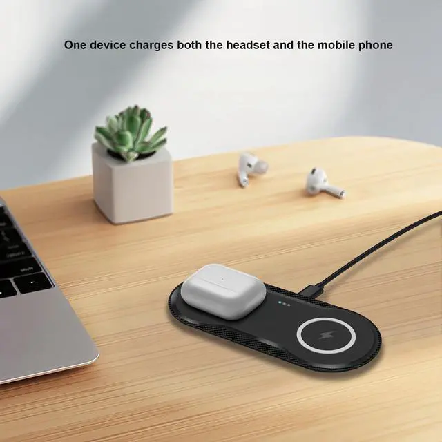 Alt view image 5 of 6 - Wireless Charger, 20W Dual Wireless Charging Pad,Fast Charging Pad for Samsung Galaxy S24/S24 Ultra/S23/S22/S21/S20, for iPhone 16/15/14/13/12/11/XR/X, for Airpods 4/3/2/Pro, and More.(with Adapter)
