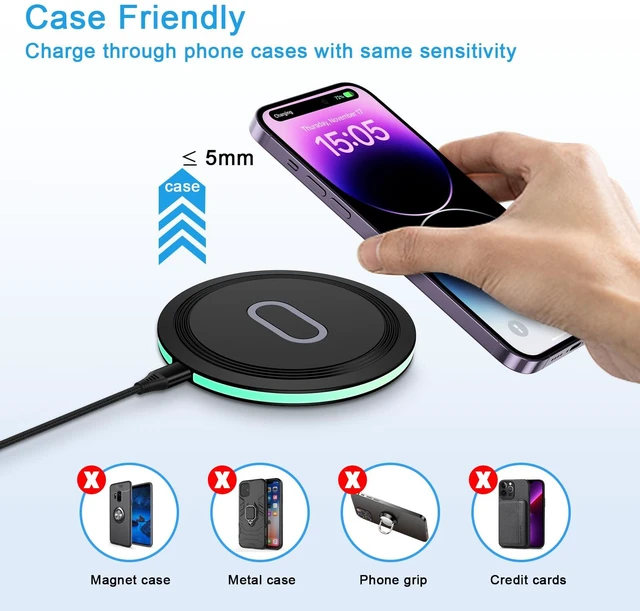 Alt view image 7 of 7 - for Samsung S26 Ultra Wireless Charger Fast Charging Pad for Samsung Galaxy S26 Ultra S26+ S26 S25 FE S24 S23 S22 S21,15W Wireless Charger Station + QC3.0 Adapter for iPhone 17 16 15,Google Pixel 10a