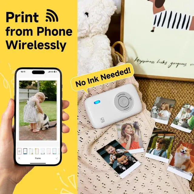 Alt view image 2 of 7 - CP2100 Portable Photo Printer | 2x3 Mini?|?Bluetooth 5.0 & 4-Pass Tech | Photo Printer for iPhone & Android | Instant Color Picture Printer w/10 Paper & Type-C Cable(Grey)
