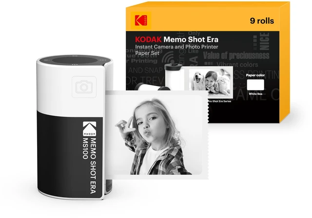 Main image of Memo Shot ERA Kids Instant Digital Camera and Photo Label Printer (White, Camera + 10 Rolls)