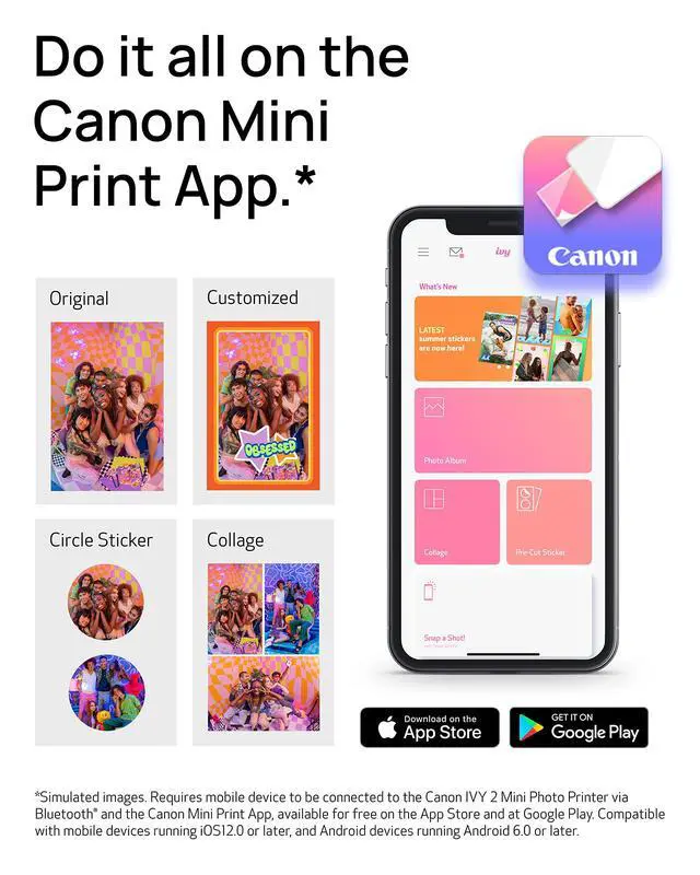 Alt view image 5 of 7 - IVY 2 Mini Photo Printer, Print from Compatible iOS & Android Devices, Sticky-Back Prints, Blush Pink + ZINK Photo Paper 20 Sheets Pack