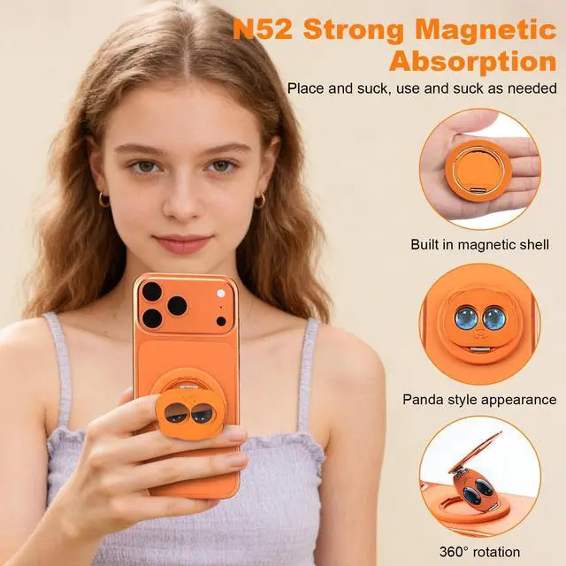 Alt view image 3 of 7 - for Magsafe Phone Grip, Phone Ring Holder Grip- Panda Design 360° Rotation, N52 Strong Magnet, Magnetic Phone Grip for iPhone 17 16 15 14 13 12, The Gift for Love Ones & Friends