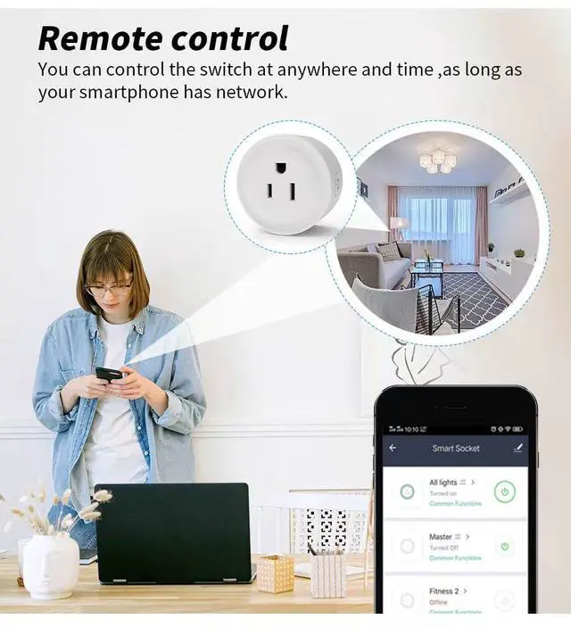 Alt view image 4 of 7 - Smart Plug, WiFi Outlet Compatible with Alexa & Google Assistant, Smart Outlet 16A/2200W Max, Smart Home Automation, APP Remote Control, Timer&Schedule, 2.4G Wi-Fi Only, 2 Pack