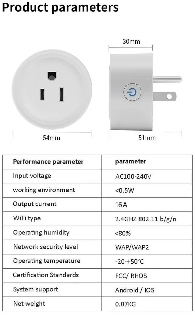 Alt view image 7 of 7 - Smart Plug, WiFi Outlet Compatible with Alexa & Google Assistant, Smart Outlet 16A/2200W Max, Smart Home Automation, APP Remote Control, Timer&Schedule, 2.4G Wi-Fi Only, 2 Pack