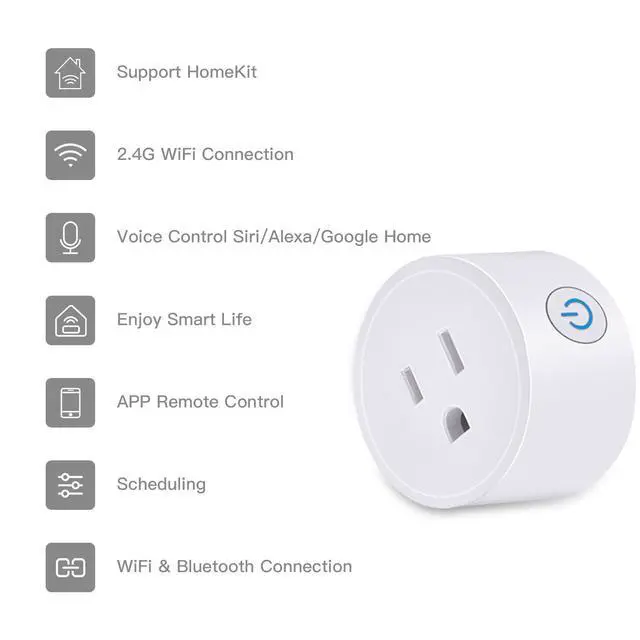 Alt view image 2 of 7 - Smart Plug Mini HomeKit, Smart WiFi Outlet Support Apple HomeKit, Alexa and Google Assistant Voice Control Socket with Timer Schedule and Group Control Apple MFi Certified No Hub Required 2 Pack