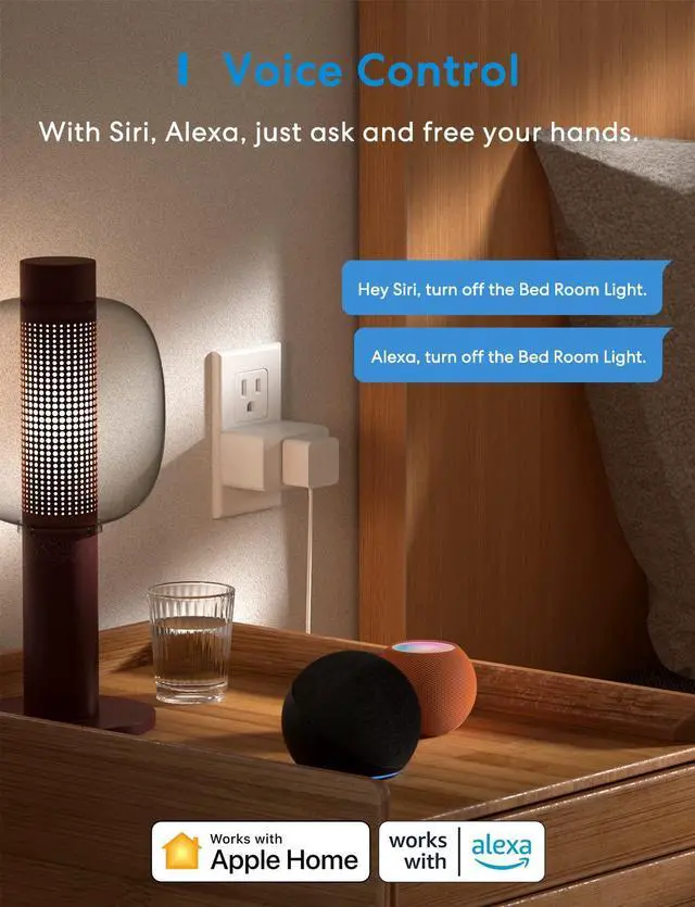 Alt view image 2 of 7 - Smart Plug Mini Support Apple HomeKit, Siri, Alexa, App Control, Timer, 15A & Reliable Wi-Fi, No Hub Needed, 2.4G WiFi Only, 2 Pack