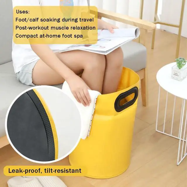 Alt view image 5 of 7 - Collapsible Lengthen Bucket for Soaking Feet,Portable Travel Foot Bath Tub with Handles,Insulation Reinforcement Foot Spa Bag for Outdoor Travel Camping Fishing