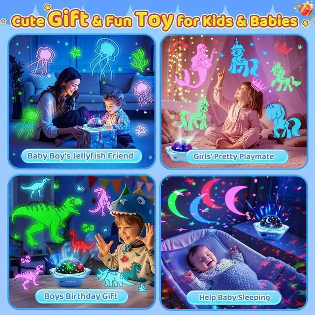 Alt view image 6 of 7 - Night Light for Kids Easter Gifts, 6 Films+78 Lighting Modes Ceiling Star Projector,Rechargeable Night Light Projector,360°Rotion Star Lights for Bedroom Decor,Kids Sensory Toys Easter Toys