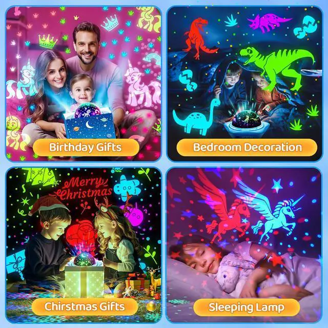Alt view image 7 of 7 - Night Light for Kids Easter Gifts, 6 Films+78 Lighting Modes Ceiling Star Projector,Rechargeable Night Light Projector,360°Rotion Star Lights for Bedroom Decor,Kids Sensory Toys Easter Toys
