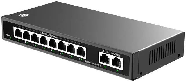 Main image of 8 Port Gigabit Switch, Unmanaged Ethernet Switch, Network Hub, Ethernet Splitter, 2 Gigabit UplinkPort Metal Casing, Support PoE Power Supply, Desktop or Wall Mount,Plug & Play,networkswitch8