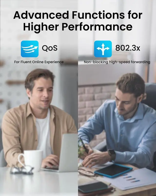 Alt view image 7 of 7 - 8 Port Gigabit Switch, Unmanaged Ethernet Switch, Network Hub, Ethernet Splitter, 2 Gigabit UplinkPort Metal Casing, Support PoE Power Supply, Desktop or Wall Mount,Plug & Play,networkswitch8