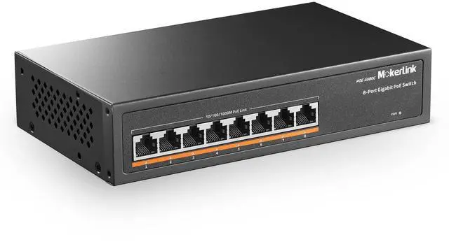 Main image of 8 Port Gigabit PoE Switch, 8 PoE+ Ports 1000Mbps, 802.3af/at 120W, Metal Fanless Unmanaged Plug and Play
