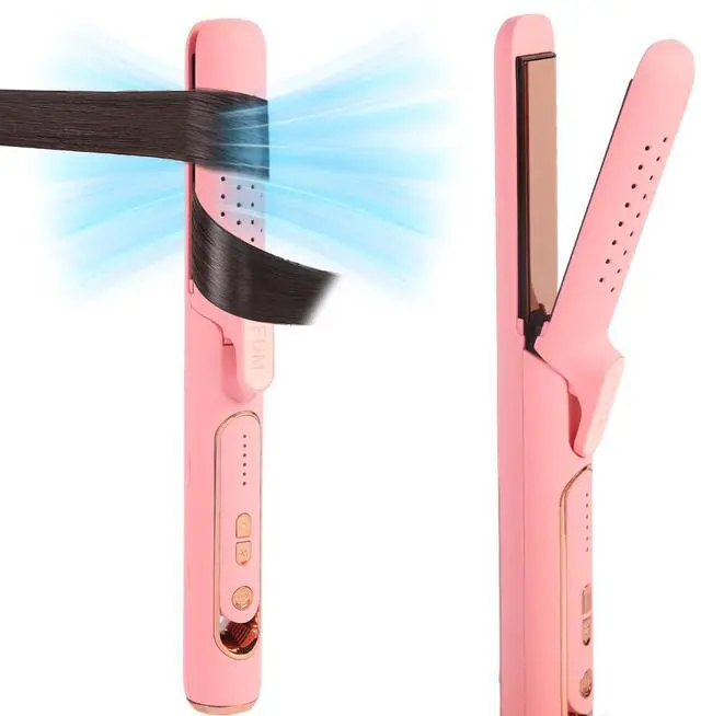 Main image of 2 in 1 Hair Straightener and Curler, Airflow Styler Curling Iron - Titanium Flat Iron Hair Straightener for Long-Lasting Curls and Straightener, Dual Voltage & Adjustable Temps 360° Curling Wand