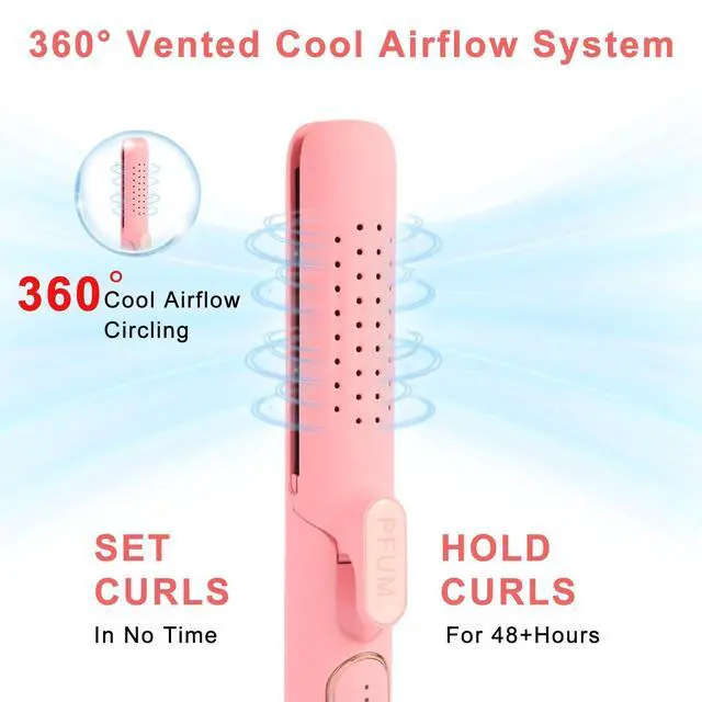 Alt view image 2 of 7 - 2 in 1 Hair Straightener and Curler, Airflow Styler Curling Iron - Titanium Flat Iron Hair Straightener for Long-Lasting Curls and Straightener, Dual Voltage & Adjustable Temps 360° Curling Wand