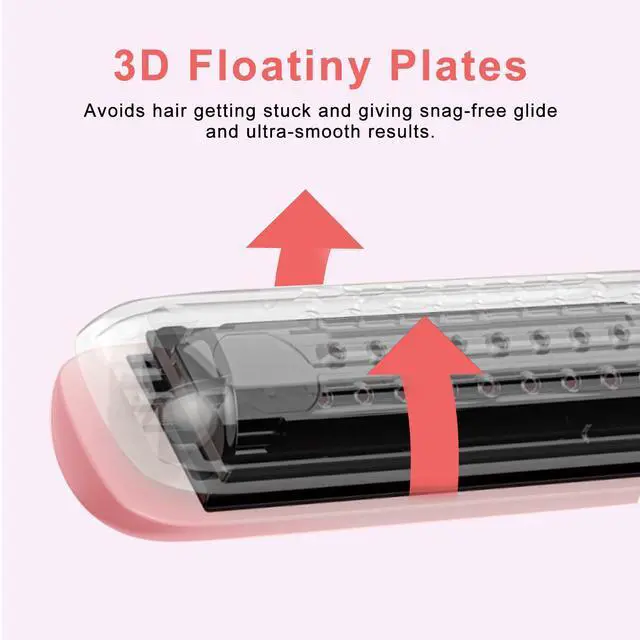 Alt view image 6 of 7 - 2 in 1 Hair Straightener and Curler, Airflow Styler Curling Iron - Titanium Flat Iron Hair Straightener for Long-Lasting Curls and Straightener, Dual Voltage & Adjustable Temps 360° Curling Wand