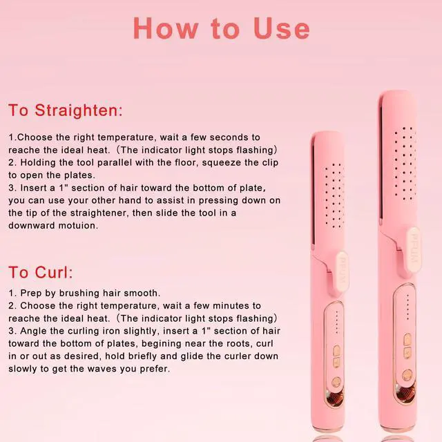 Alt view image 7 of 7 - 2 in 1 Hair Straightener and Curler, Airflow Styler Curling Iron - Titanium Flat Iron Hair Straightener for Long-Lasting Curls and Straightener, Dual Voltage & Adjustable Temps 360° Curling Wand