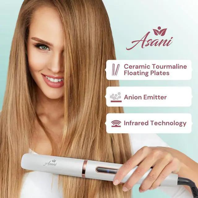 Alt view image 2 of 6 - 2-in-1 Flat Iron Hair Straightener and Curler - Negative Ion Technology, Anti-Frizz Ceramic Coating, 5 Heat Settings - Fast Heating Styling Tool for Versatile Looks - Portable