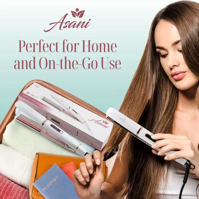 Alt view image 6 of 6 - 2-in-1 Flat Iron Hair Straightener and Curler - Negative Ion Technology, Anti-Frizz Ceramic Coating, 5 Heat Settings - Fast Heating Styling Tool for Versatile Looks - Portable