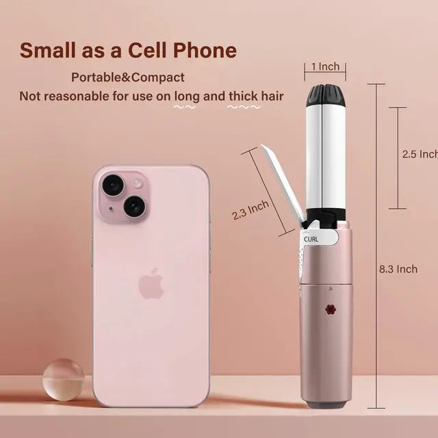 Alt view image 2 of 7 - Mini Travel 2 in 1 Curling Iron Small Hair Straightener and Curler Dual Voltage Flat Iron,1 Inch Hair Iron,Ceramic Portable Curling Wand,for Short Hair,Curls Bangs (Rose Gold)