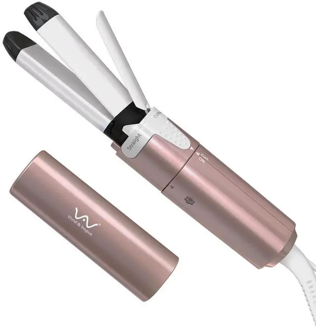 Main image of Mini Travel 2 in 1 Curling Iron Small Hair Straightener and Curler Dual Voltage Flat Iron,1 Inch Hair Iron,Ceramic Portable Curling Wand,for Short Hair,Curls Bangs (Rose Gold)
