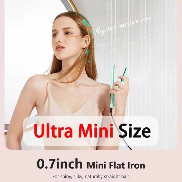Alt view image 5 of 7 - Pro Ultra Mini Titanium Flat Iron Hair Straightener and Curler 2 in 1, Dual Voltage Mini Hair Iron, 0.7 inch 20S Fast Heat Small Hair Straightener, Suitable for Short Hair and Bangs