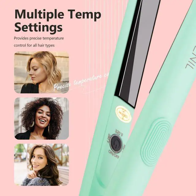 Alt view image 4 of 7 - Pro Ultra Mini Titanium Flat Iron Hair Straightener and Curler 2 in 1, Dual Voltage Mini Hair Iron, 0.7 inch 20S Fast Heat Small Hair Straightener, Suitable for Short Hair and Bangs