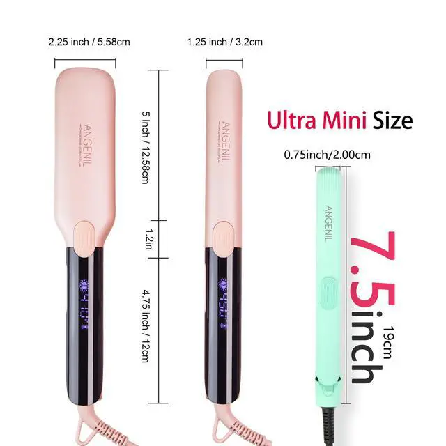 Alt view image 6 of 7 - Pro Ultra Mini Titanium Flat Iron Hair Straightener and Curler 2 in 1, Dual Voltage Mini Hair Iron, 0.7 inch 20S Fast Heat Small Hair Straightener, Suitable for Short Hair and Bangs