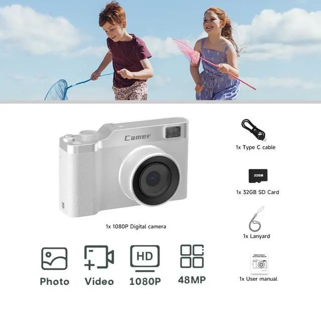 Alt view image 2 of 7 - Autofocus Digital Camera for Photography Vlogging,Built in mini Games and 32GB Memory Card,1080P HD Front and Rear Dual Selfie Digital Camera for Teens Adults